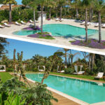 Le due piscine del Sant'Efis Hotel a Pula, immerse nel giardino tropicale Is Prendas