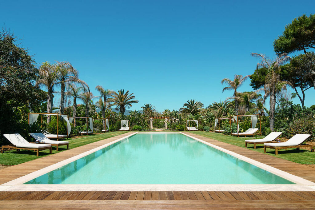 Luxury pool and tropical gardens at Sant'Efis Hotel South Sardinia