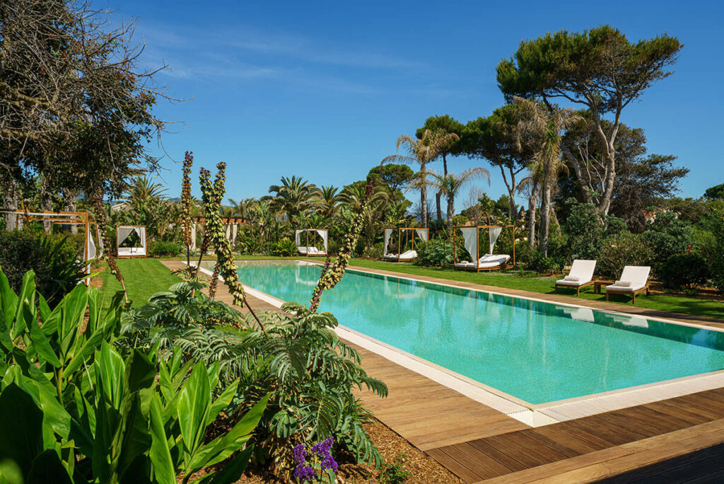 Luxury pool and tropical gardens at Sant'Efis Hotel South Sardinia