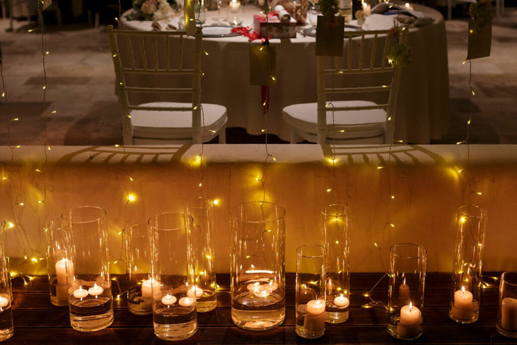 Luxury wedding setup on beachfront terrace Sant'Efis Hotel Pula