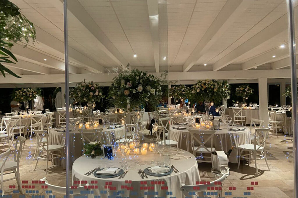 Luxury wedding setup on beachfront terrace Sant'Efis Hotel Pula