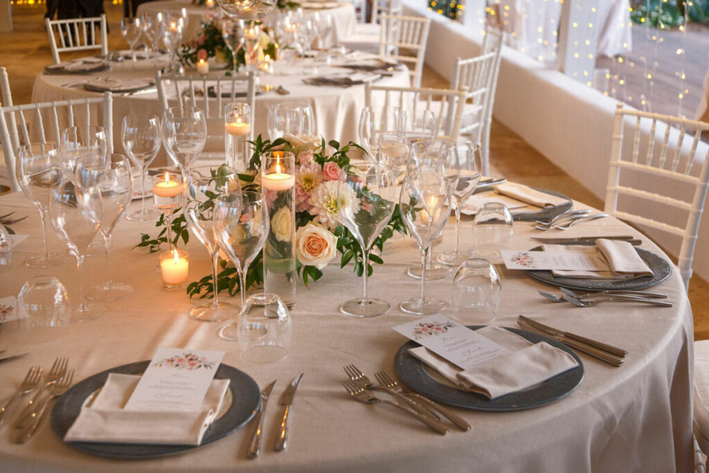 Luxury wedding setup on beachfront terrace Sant'Efis Hotel Pula